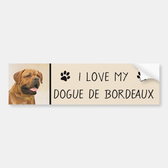 Dogue de Bordeaux Painting - Cute Original Hund Ar Bildekal (Framsidan)