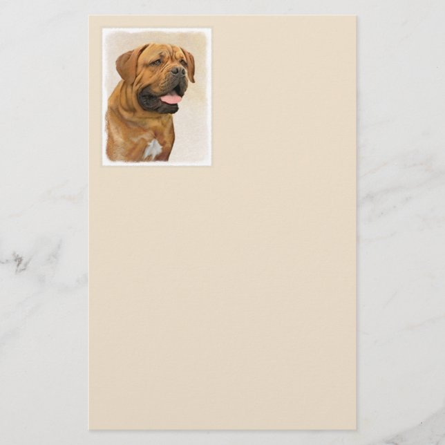 Dogue de Bordeaux Painting - Cute Original Hund Ar Brevpapper (Framsida)