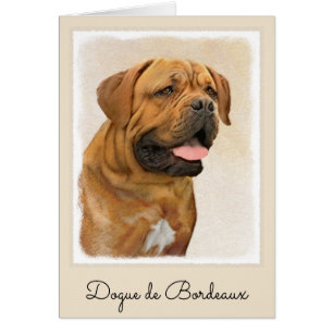 Dogue de Bordeaux Painting - Cute Original Hund Ar Hälsningskort