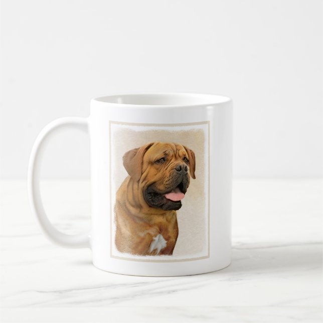 Dogue de Bordeaux Painting - Cute Original Hund Ar Kaffemugg (Vänster)