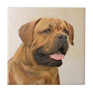 Dogue de Bordeaux Painting - Cute Original Hund Ar Kakelplatta