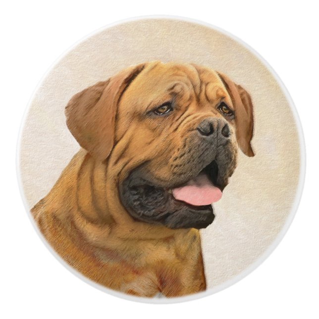 Dogue de Bordeaux Painting - Cute Original Hund Ar Knopp (Framsidan)