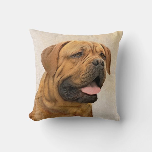 Dogue de Bordeaux Painting - Cute Original Hund Ar Kudde (Framsida)