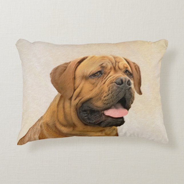 Dogue de Bordeaux Painting - Cute Original Hund Ar Prydnadskudde (Framsidan)