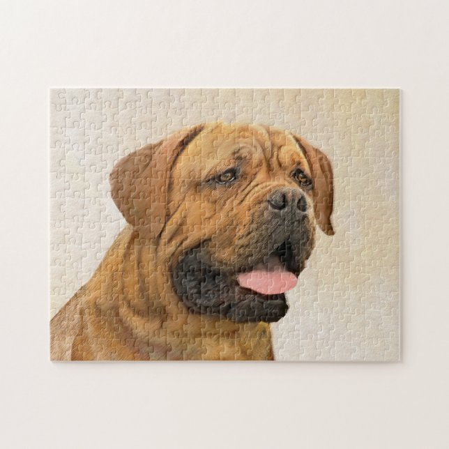 Dogue de Bordeaux Painting - Cute Original Hund Ar Pussel (Horisontell)