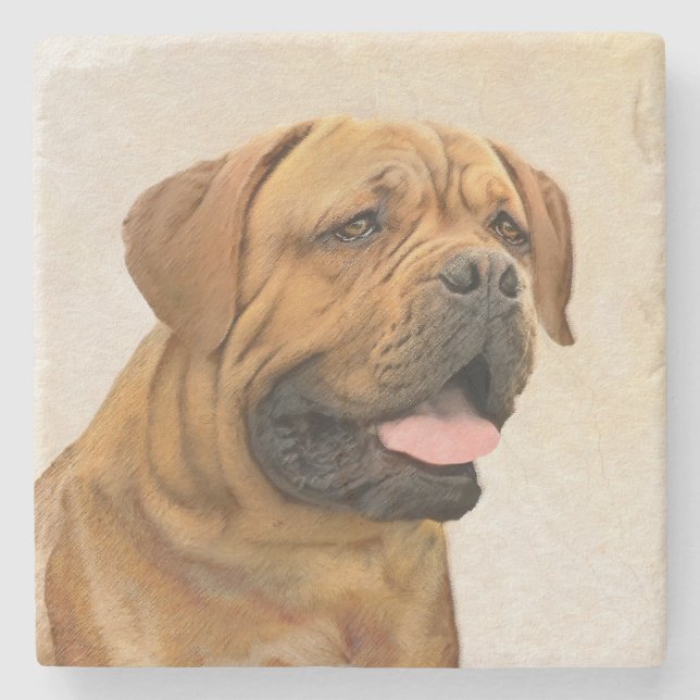 Dogue de Bordeaux Painting - Cute Original Hund Ar Stenunderlägg (Framsidan)