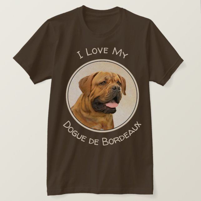 Dogue de Bordeaux Painting - Cute Original Hund Ar T Shirt (Design framsida)
