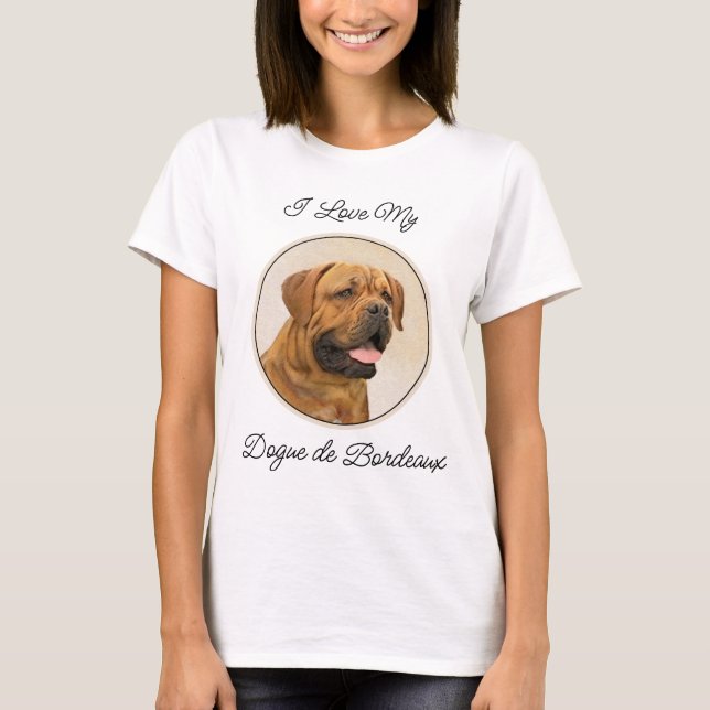 Dogue de Bordeaux Painting - Cute Original Hund Ar T Shirt (Framsida)