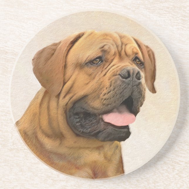 Dogue de Bordeaux Painting - Cute Original Hund Ar Underlägg (Framsidan)