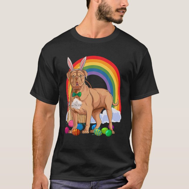 Dogue De Bordeaux Påskäggs Bunny T Shirt (Framsida)