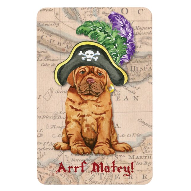 Dogue de Bordeaux Pirat Magnet (Vertikal)