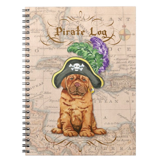 Dogue de Bordeaux Pirat Notebook Anteckningsbok (Framsidan)