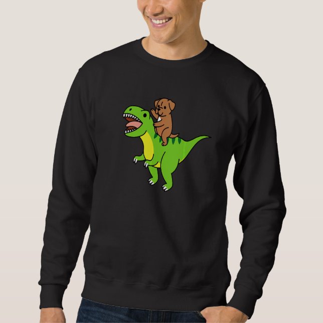 Dogue De Bordeaux Ridning Rex Dinosaur Hund Lång Ärmad Tröja (Framsida)