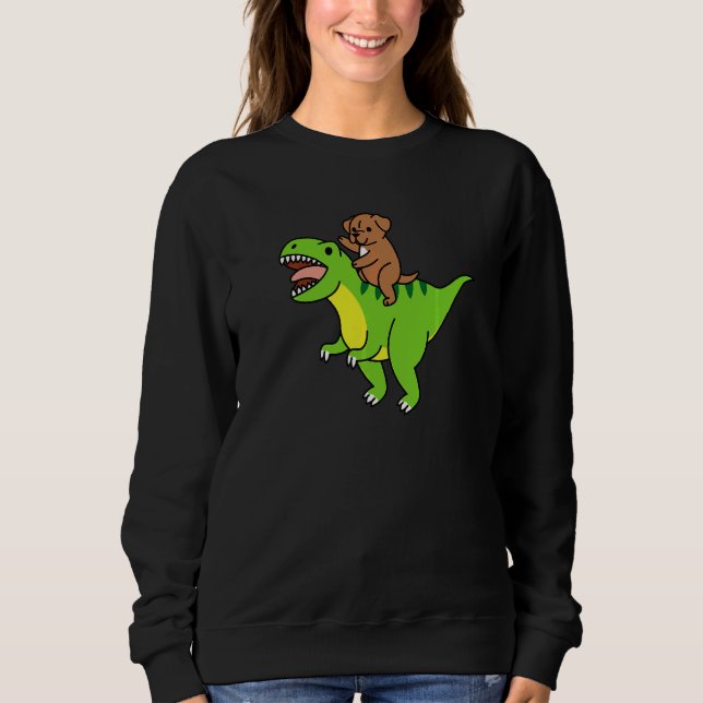 Dogue De Bordeaux Ridning Rex Dinosaur Hund T Shirt (Framsida)