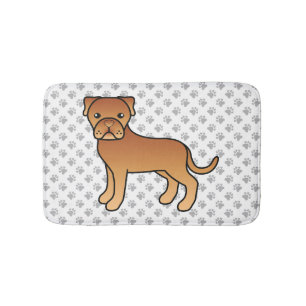 Dogue De Bordeaux Söt Tecknad Hund & Tassar Badrumsmatta