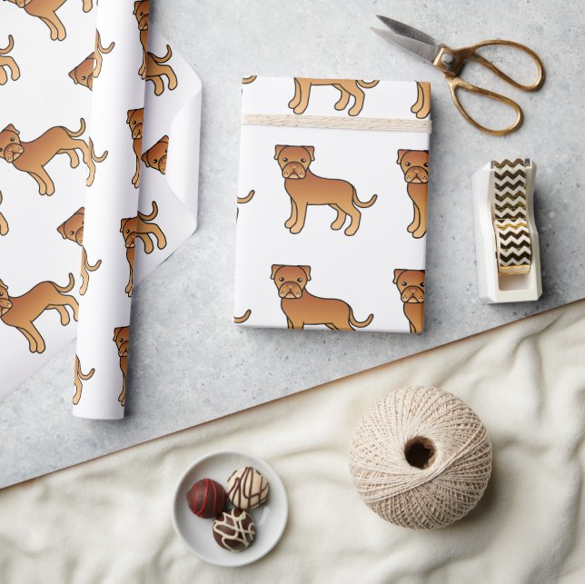 Dogue De Bordeaux Sött Tecknat Hundmönster Presentpapper (Hantverk)