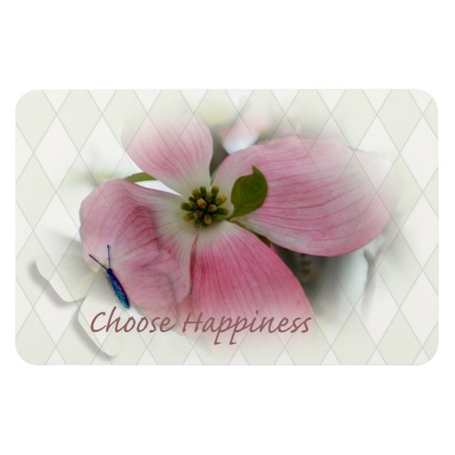 Dogwood and Butterfly Happity Magnet (Horisontell)