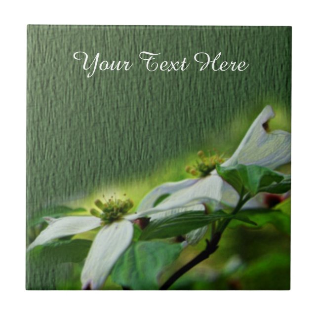 Dogwood Blommars Flower Art Kakelplatta (Framsidan)