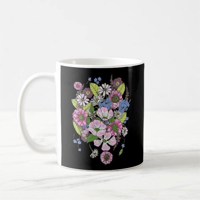 Dogwood Flower Botanical Stems Bouquet Kaffemugg (Vänster)
