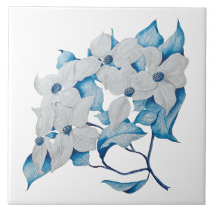 Dogwood Flowers på en keramisk platta Kakelplatta