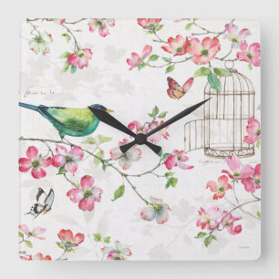 Dogwood Garden Fyrkantig Klocka