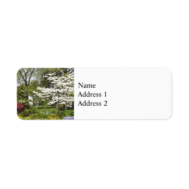 Dogwood i Bloom Returadress Etikett (Framsidan)