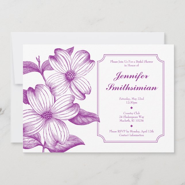 Dogwood Inbjudningskort för möhippan (Framsida)