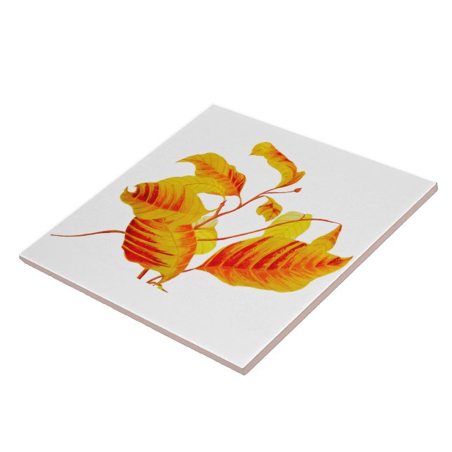 Dogwood Löv på keramiskt plattor Kakelplatta (Sidan)