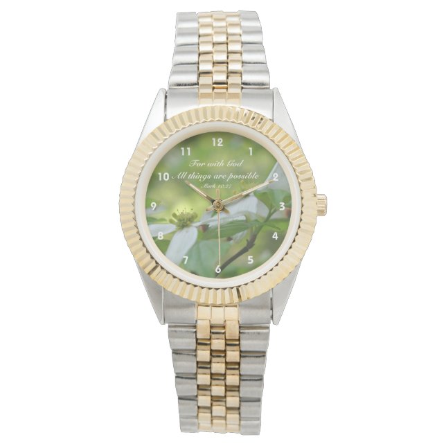 Dogwood med gud Bible Citote inspiration Armbandsur (Framsida)