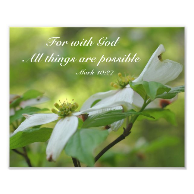 Dogwood med guds bibelcitat inspirationstecken 8 x fototryck (Framsidan)