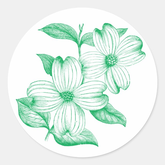 Dogwood Sticker Runt Klistermärke (Framsida)
