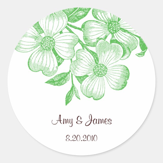 Dogwood Stickers Runt Klistermärke (Framsida)