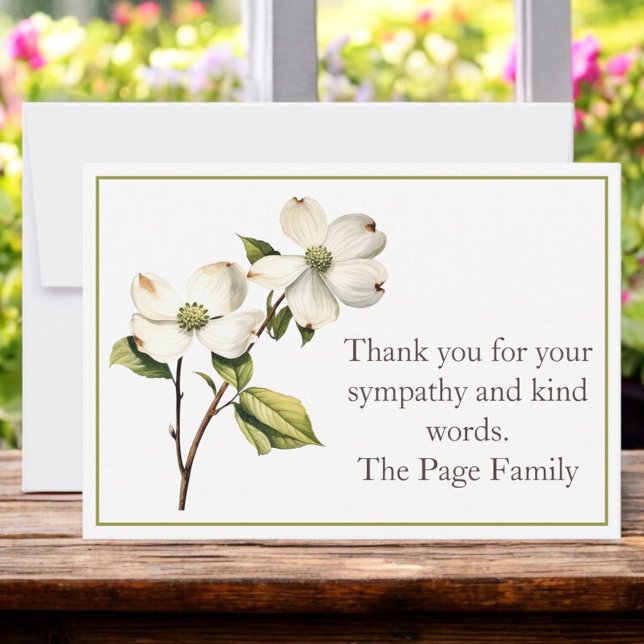 Dogwood Sympathy Tack Notecard Anteckningskort (Skapare uppladdad)
