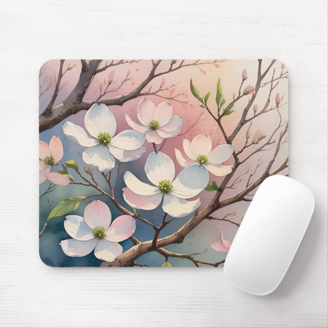 Dogwood Träd Mouse Pad Musmatta (Med mus)