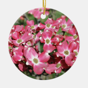 Dogwoodträd i blom julgransprydnad keramik