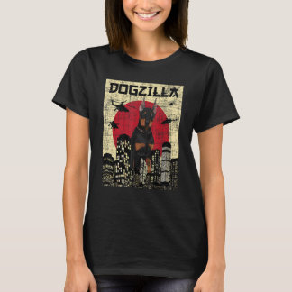 Dogzilla Japansk Dobermann Hund Husdjur Ägare T Shirt