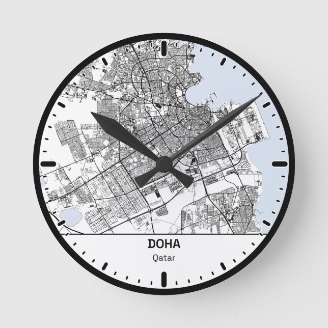 Doha Clock City Line Art Rund Klocka (Framsida)