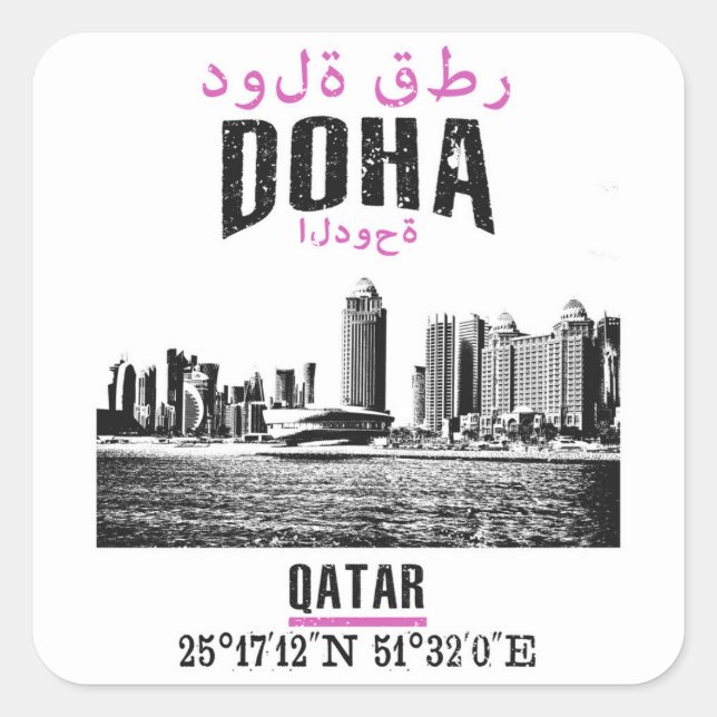 Doha Fyrkantigt Klistermärke (Framsida)