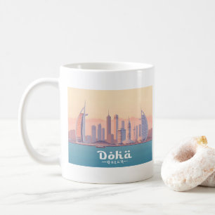 Doha Qatar Arabian Bukt Pastel Travel Kaffemugg