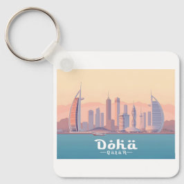 Doha Qatar Arabian Bukt Pastel Travel Nyckelring