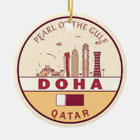 Doha Qatar City Skyline Emblem