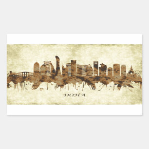 Doha Qatar Cityscape Rektangulärt Klistermärke