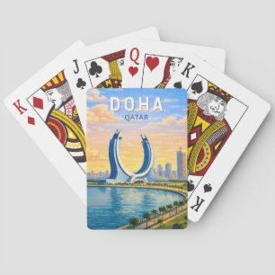 Doha Qatar Illustration Resa Konst Vintage Casinokort