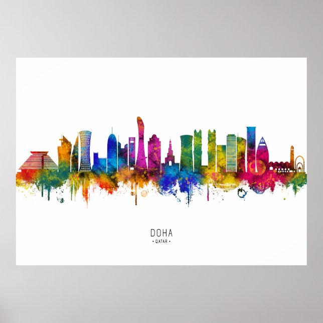 Doha Qatar Skyline Poster (Framsidan)
