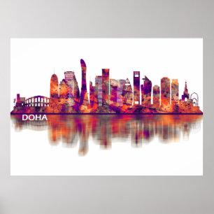 Doha Qatar Skyline Poster