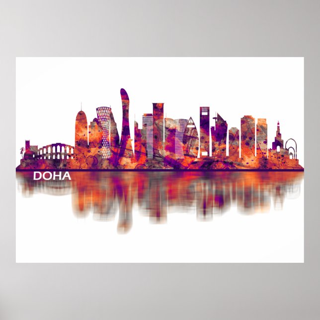 Doha Qatar Skyline Poster (Framsidan)