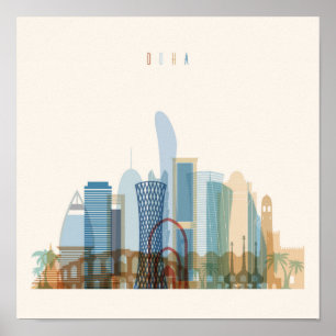 Doha Qatar stadshorisont Poster
