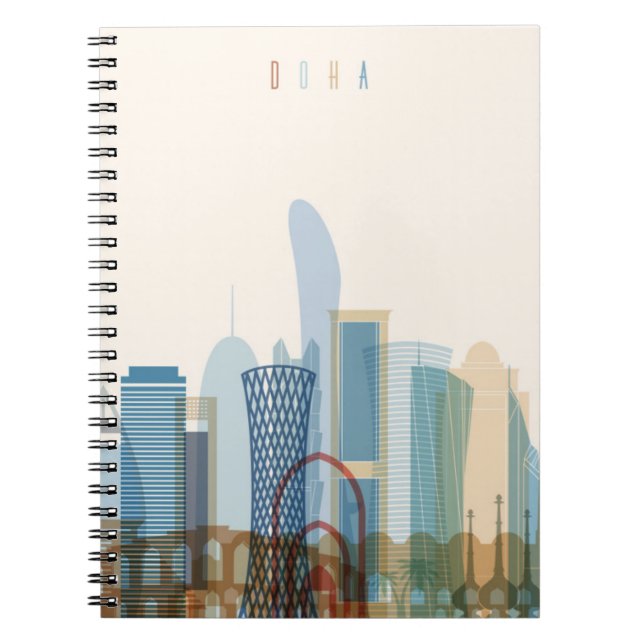 Doha, Qatar | Stadssilhuett Anteckningsbok (Framsidan)
