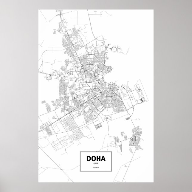Doha, Qatar (svart på vitt) Poster (Framsidan)