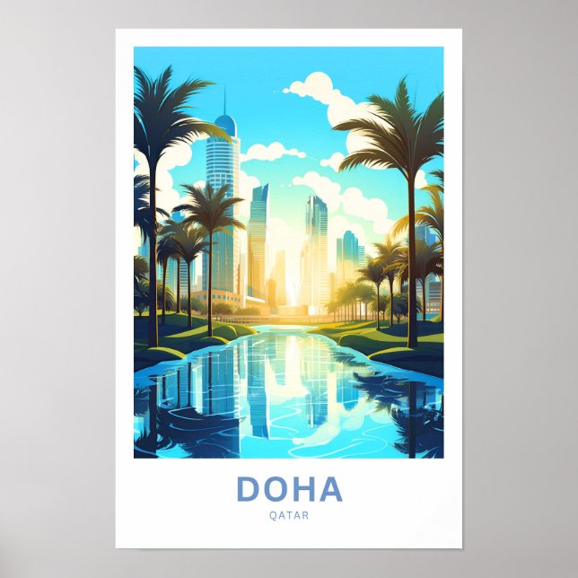 Doha Qatar Travel Skriv ut Poster (Framsidan)